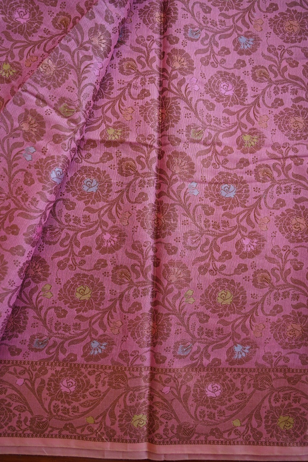 Baby Pink Banarasi cotton Saree PC11647