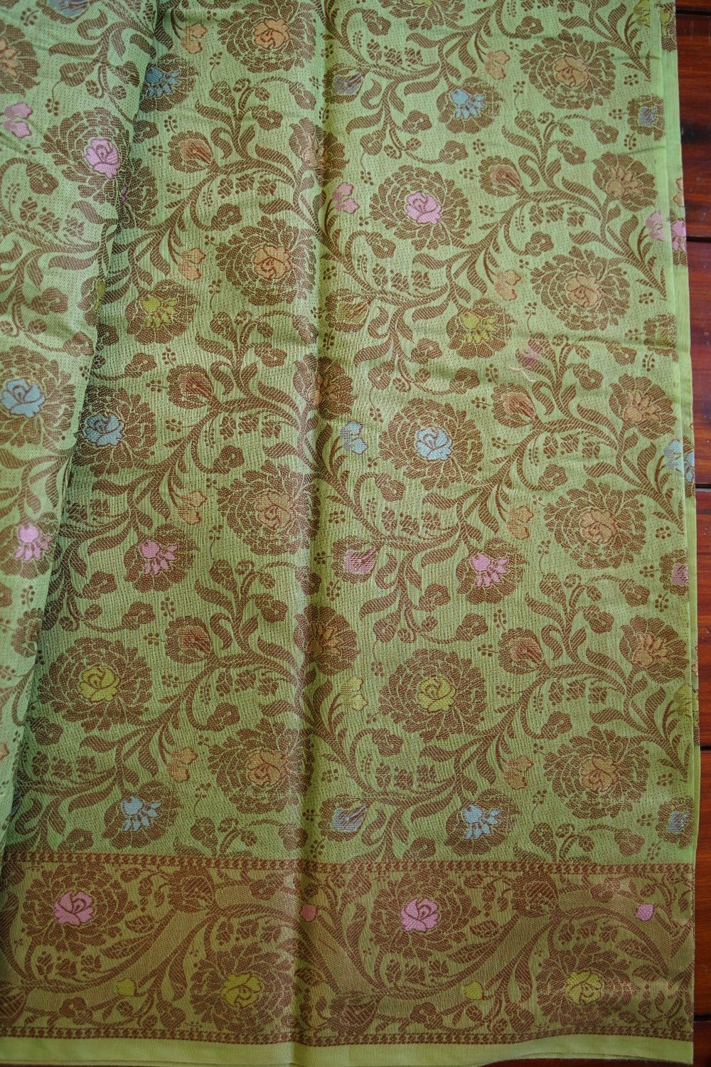 Green Banarasi cotton Saree  PC11649