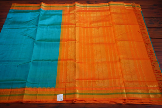 Kanchi Silk Cotton Saree With Zari Border  PC10196
