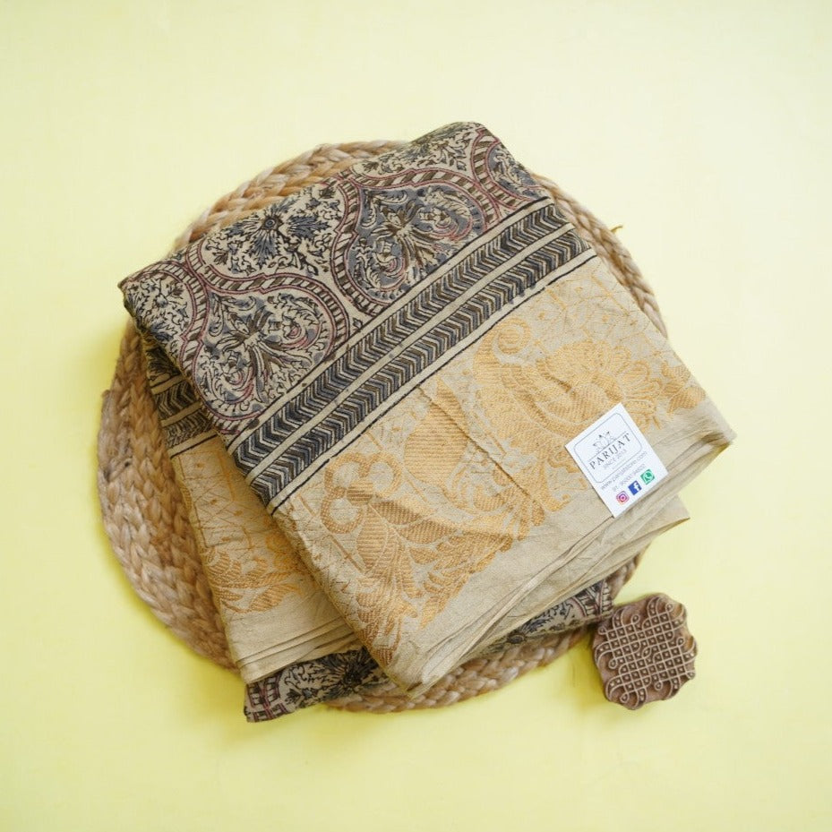 Kalamkari Organic Sungadi cotton saree (without blouse) PC11677