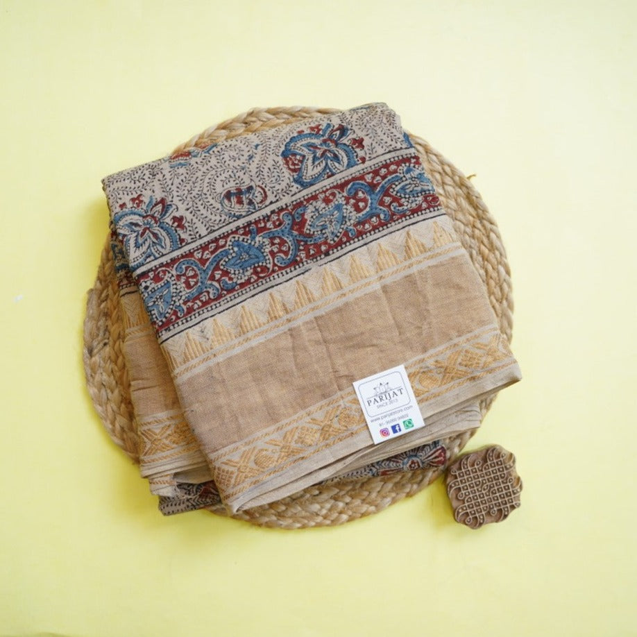 Kalamkari Organic Sungadi cotton saree (without blouse) PC11666