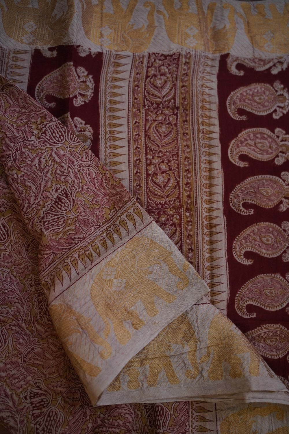 Kalamkari Organic Sungadi cotton saree (without blouse) PC11673