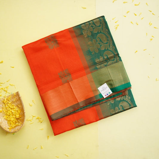 Fanta Orange  Kanchi Semi Silk Cotton Saree PC11117