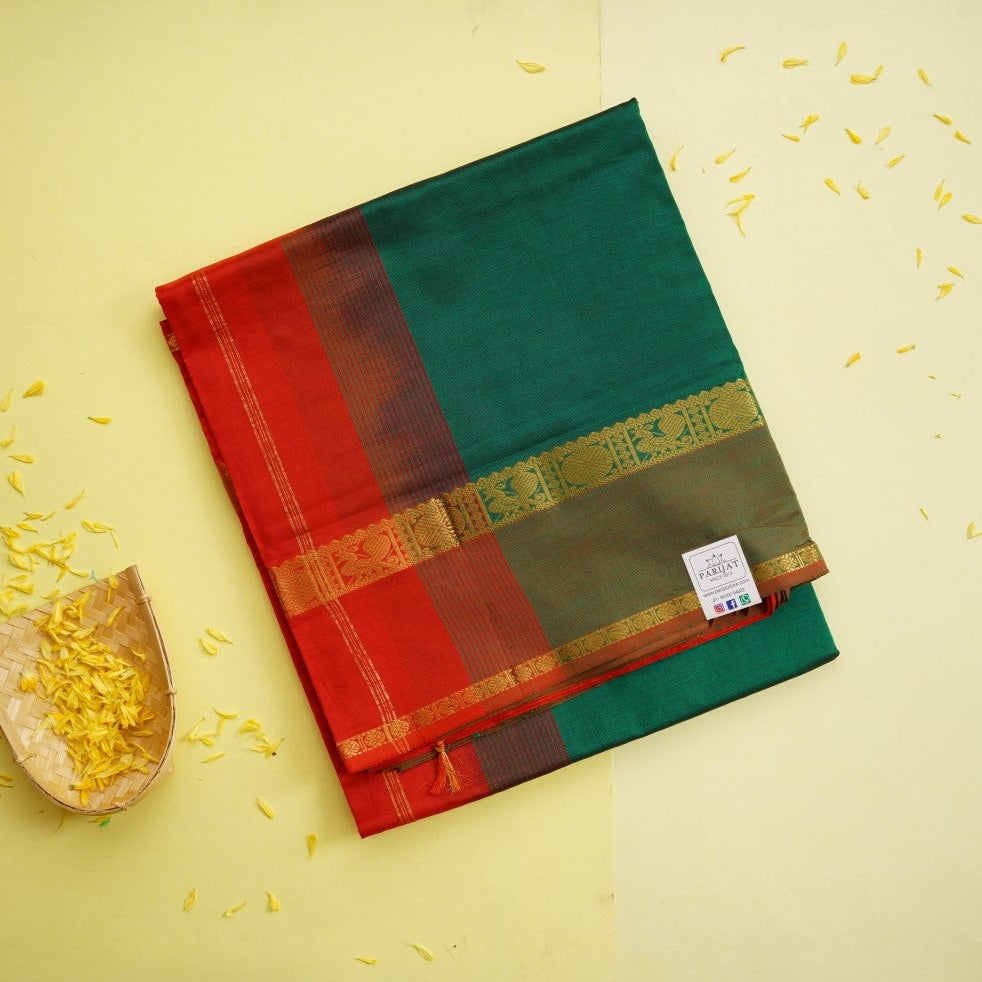 Leaf Green Kanchi Semi Silk Cotton Saree PC11125
