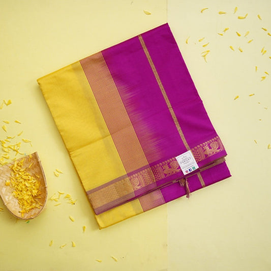 Lemon Yellow  Kanchi Semi Silk Cotton Saree PC11114