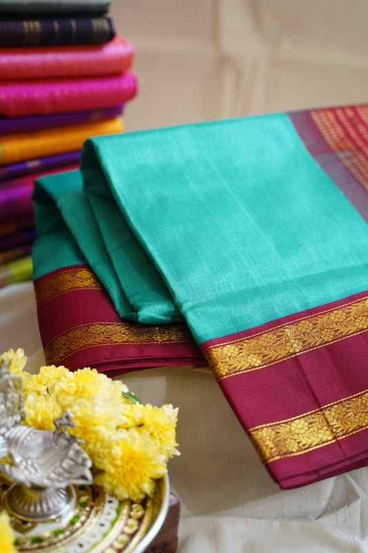 Light Green  Kanchi  Silk Cotton Saree With Zari  Border PC11705
