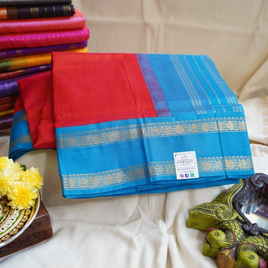 Kum Kum Red  Kanchi  Silk Cotton Saree With Zari  Border PC11703