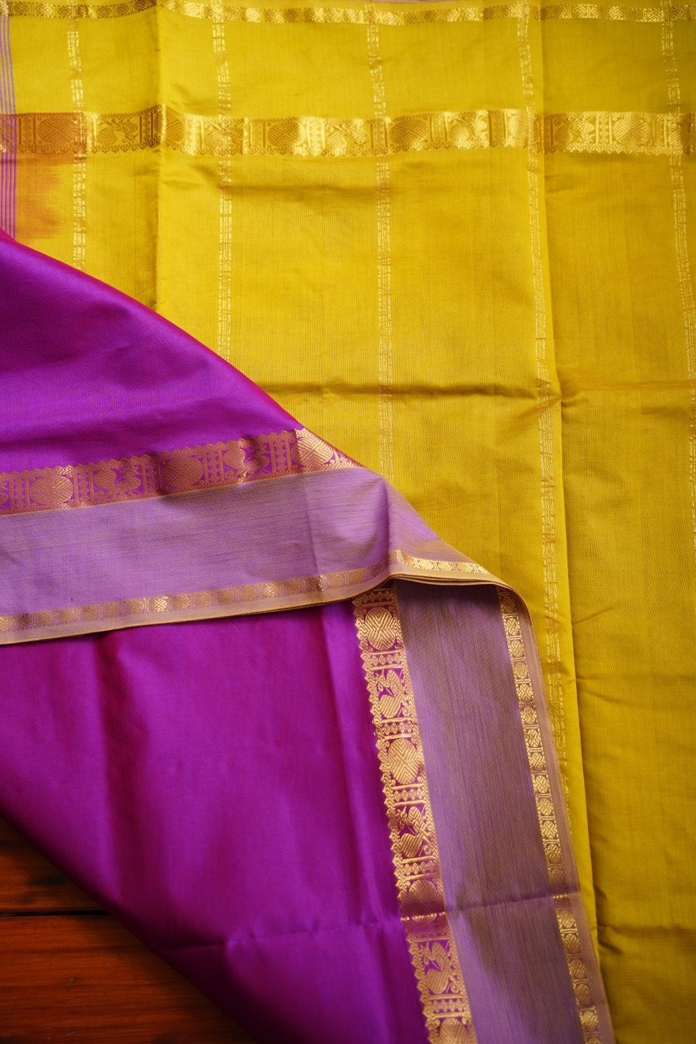 Purple Kanchi Semi Silk Cotton Saree PC11128