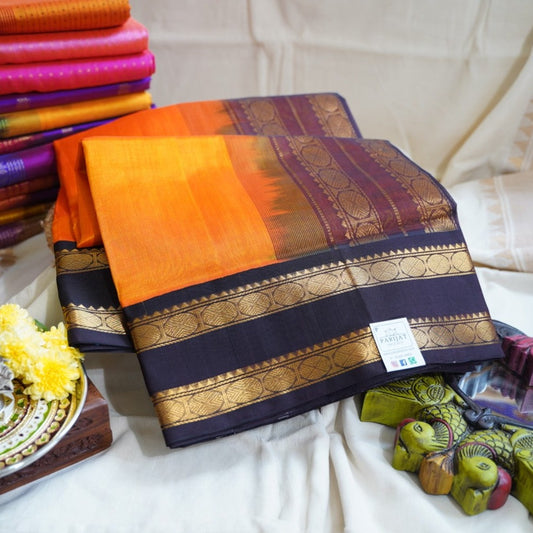 Mango Yellow Kanchi  Silk Cotton Saree With Zari  Border PC11708