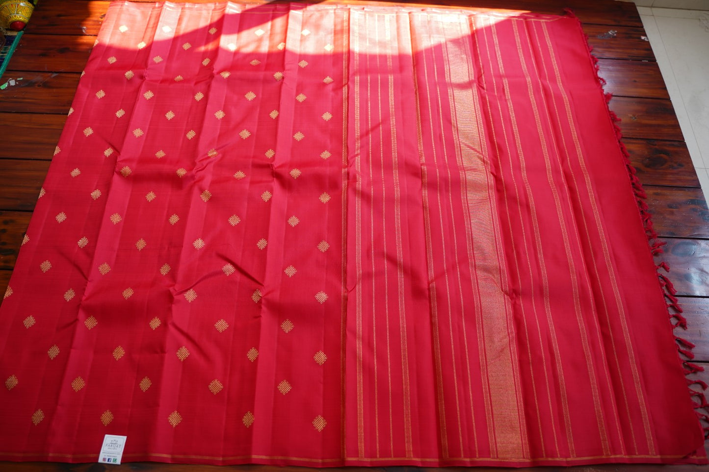 Red  Kolam  Butta  Pure Kanchi Silk Saree PC11795