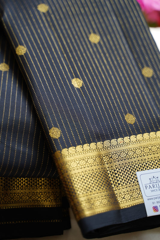 Black Pure Kanchi Silk Saree PC11920