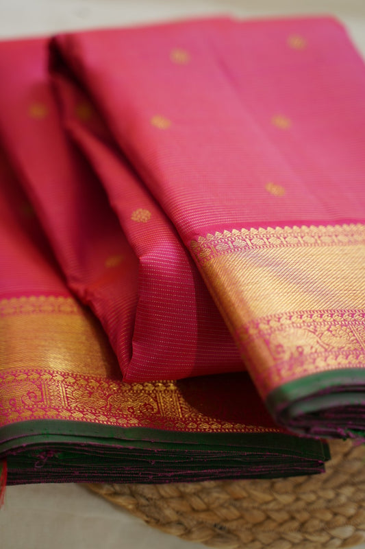 Pink Vairaoosi  Pure 4 gm Gold  Kanchi Silk Saree PC10617