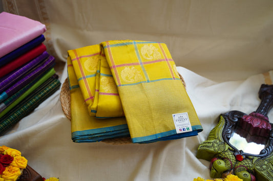 Lemon Yellow Uppada Silk Saree with Grand  Zari Pallu & PC12800