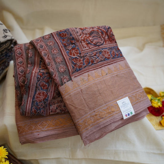 Kalamkari Organic Sungadi cotton saree (without blouse) PC12082