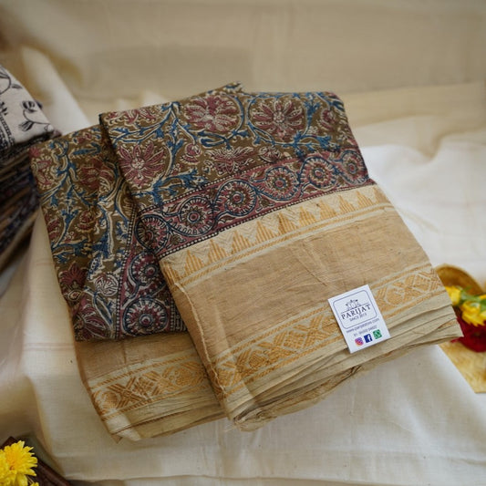Kalamkari Organic Sungadi cotton saree (without blouse) PC12081