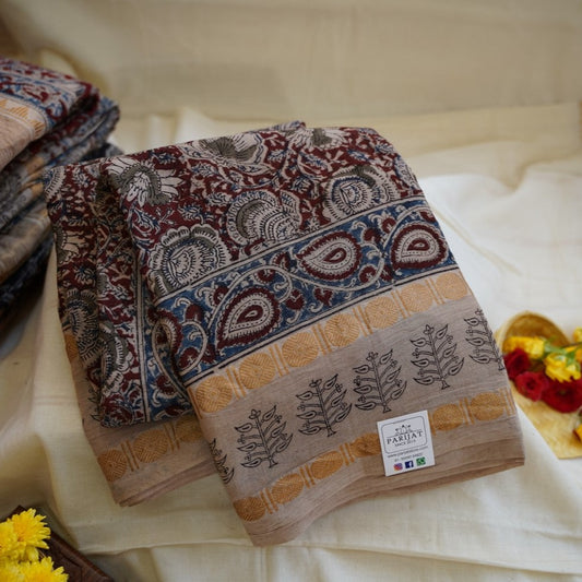 Kalamkari Organic Sungadi cotton saree (without blouse) PC12079