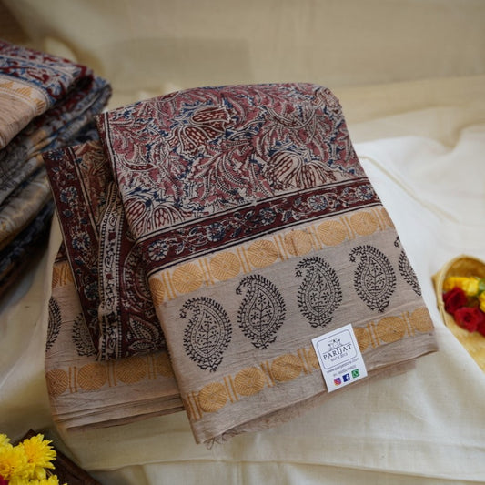 Kalamkari Organic Sungadi cotton saree (without blouse) PC12080