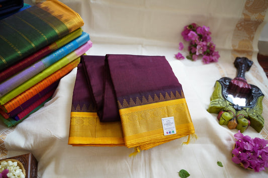 Kanchi Handloom Silk Cotton Saree With Zari Border PC9772