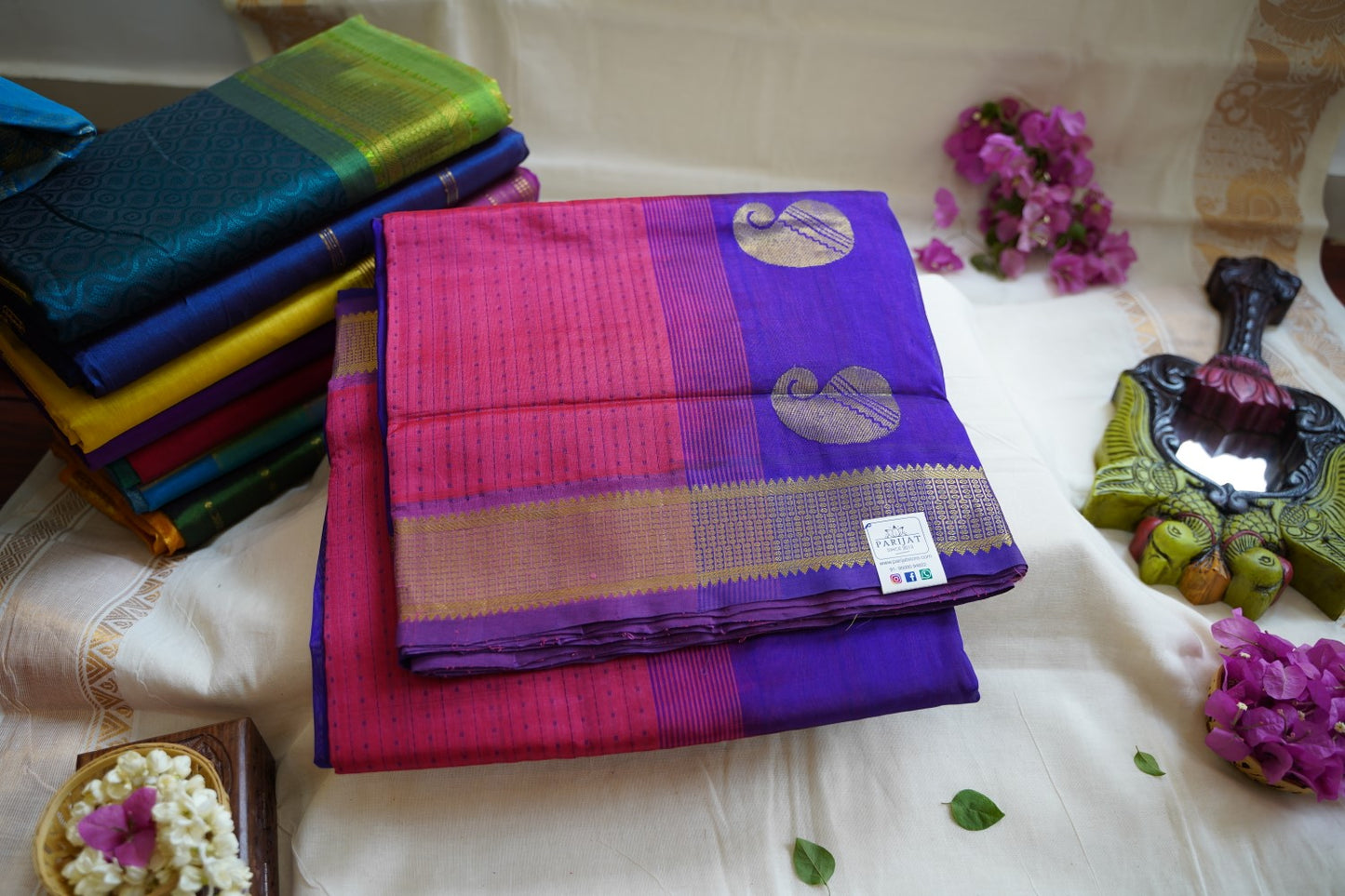 Chettinad handloom Cotton Saree With Thread  Border PC10246