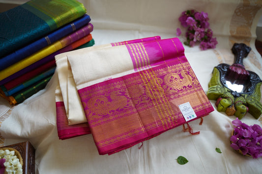 Kanchi  Silk Cotton Saree With Zari Border  PC10485