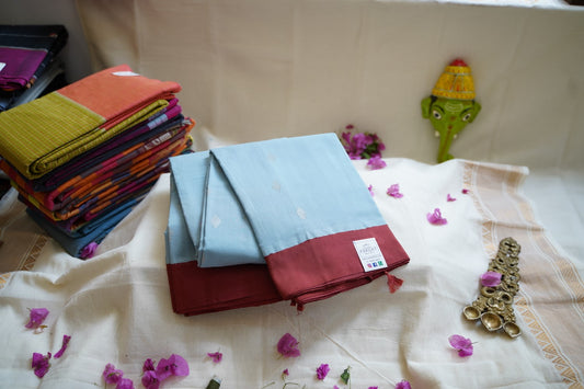 Handloom Cotton Saree  With Silk  Border PC7484