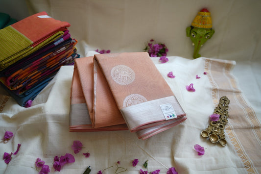 Peach Kanchi Semi Silk Cotton Saree PC1540