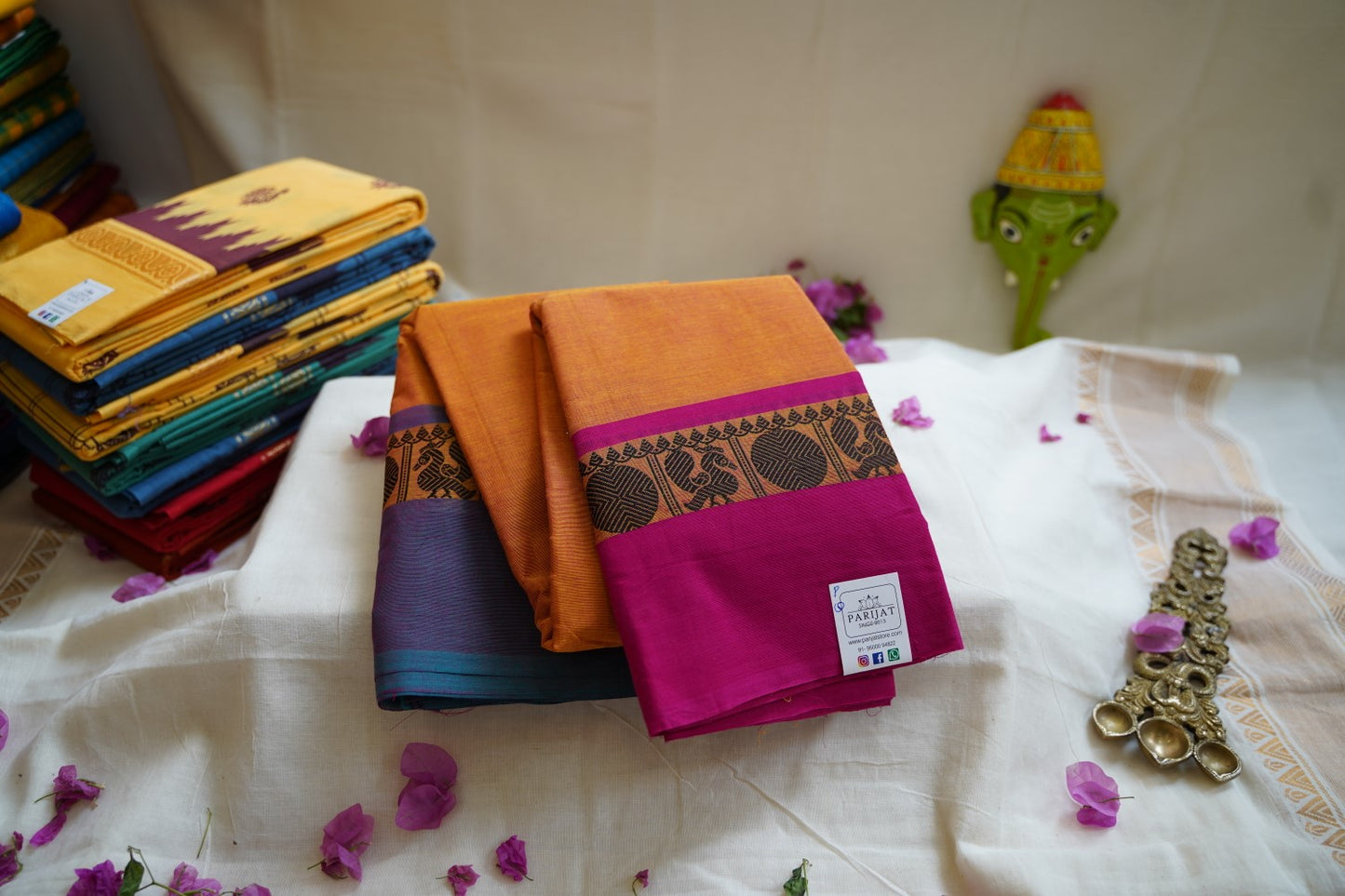 Chettinad handloom Cotton Saree With Jari Border PC10311