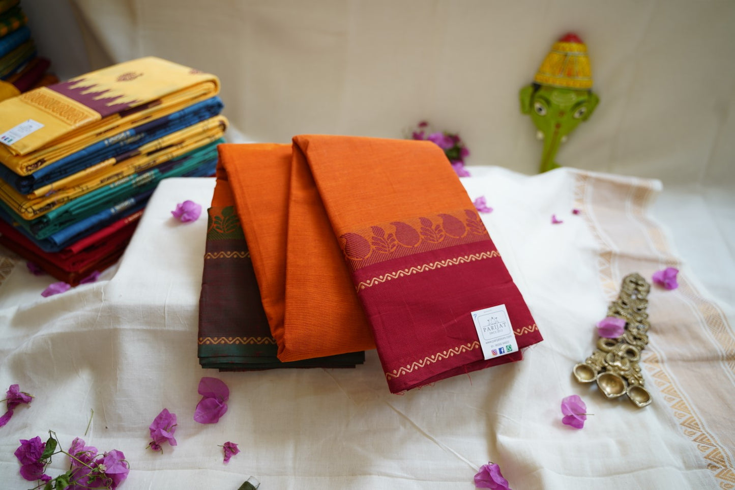 Chettinad handloom Cotton Saree With Ganga Jamuna Border  PC10309