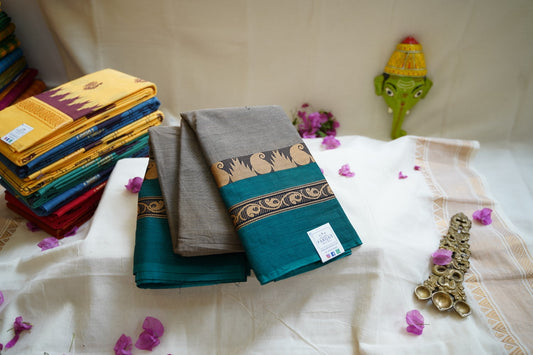 Chettinad handloom Cotton Saree  With Thread Border PC10079