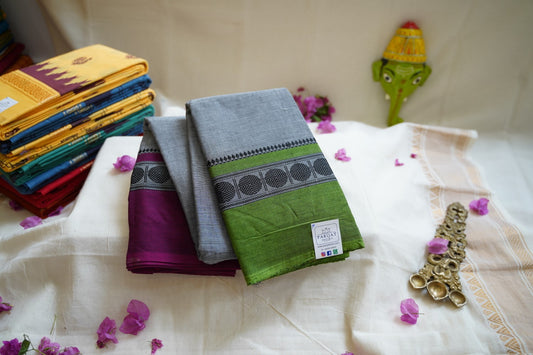 Chettinad handloom Cotton Saree With Ganga Jamuna  Border PC10053