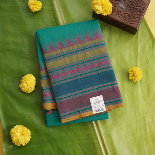 Chettinad handloom Cotton Saree With Thread Border  PC10298