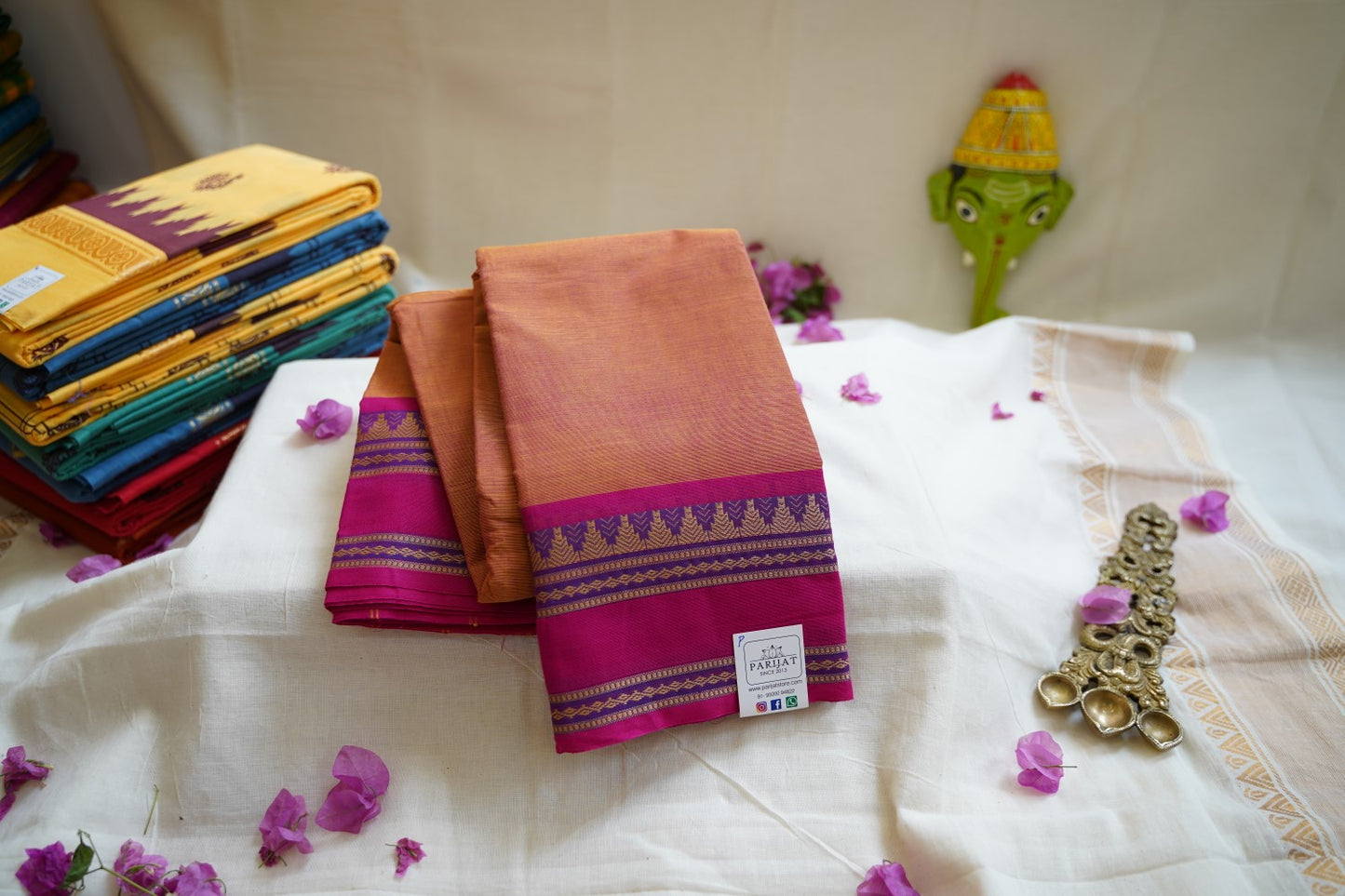 Chettinad handloom Cotton Saree With Thread Border PC10057