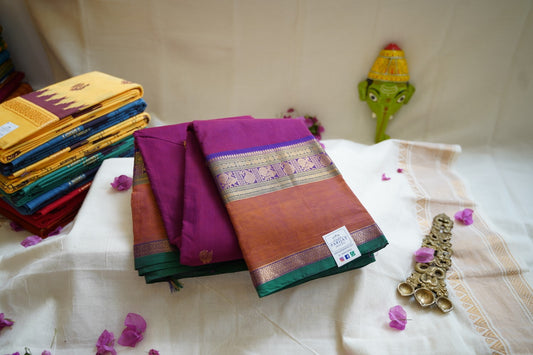 Chettinad handloom Cotton Saree with jari border  PC7269