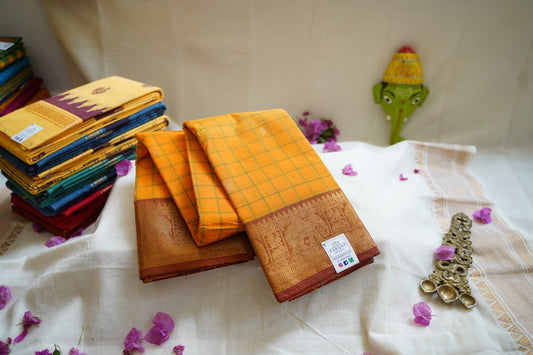 Chettinad handloom Cotton Saree with jari border  PC6825