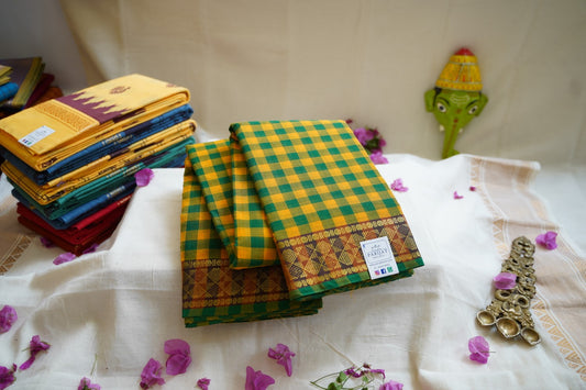 Chettinad handloom Cotton Saree with jari border  PC8288