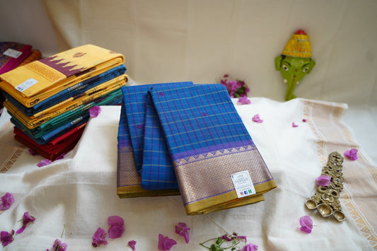 Chettinad handloom Cotton Saree with jari border  PC4049