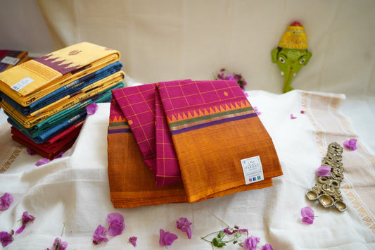 Chettinad handloom Cotton Saree With Jari Border PC10289