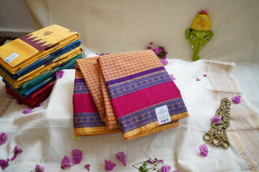 Chettinad handloom Cotton Saree With Thread Border  PC10278