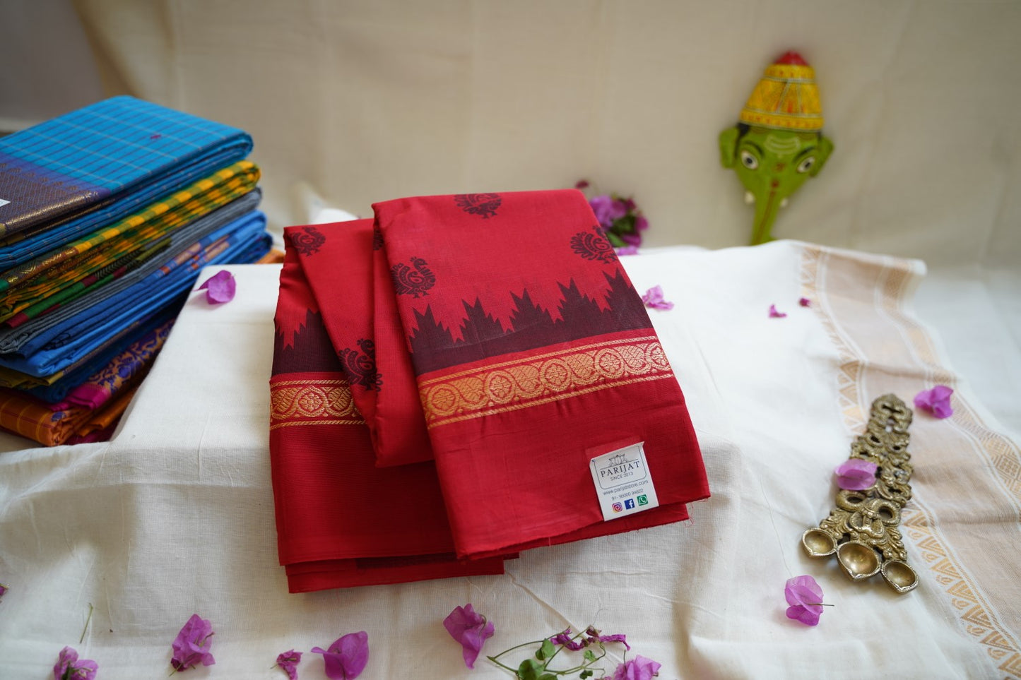 Chettinad handloom Cotton Saree With Thread Border  PC10281