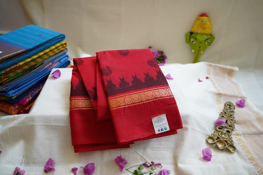 Chettinad handloom Cotton Saree with jari border  PC8318