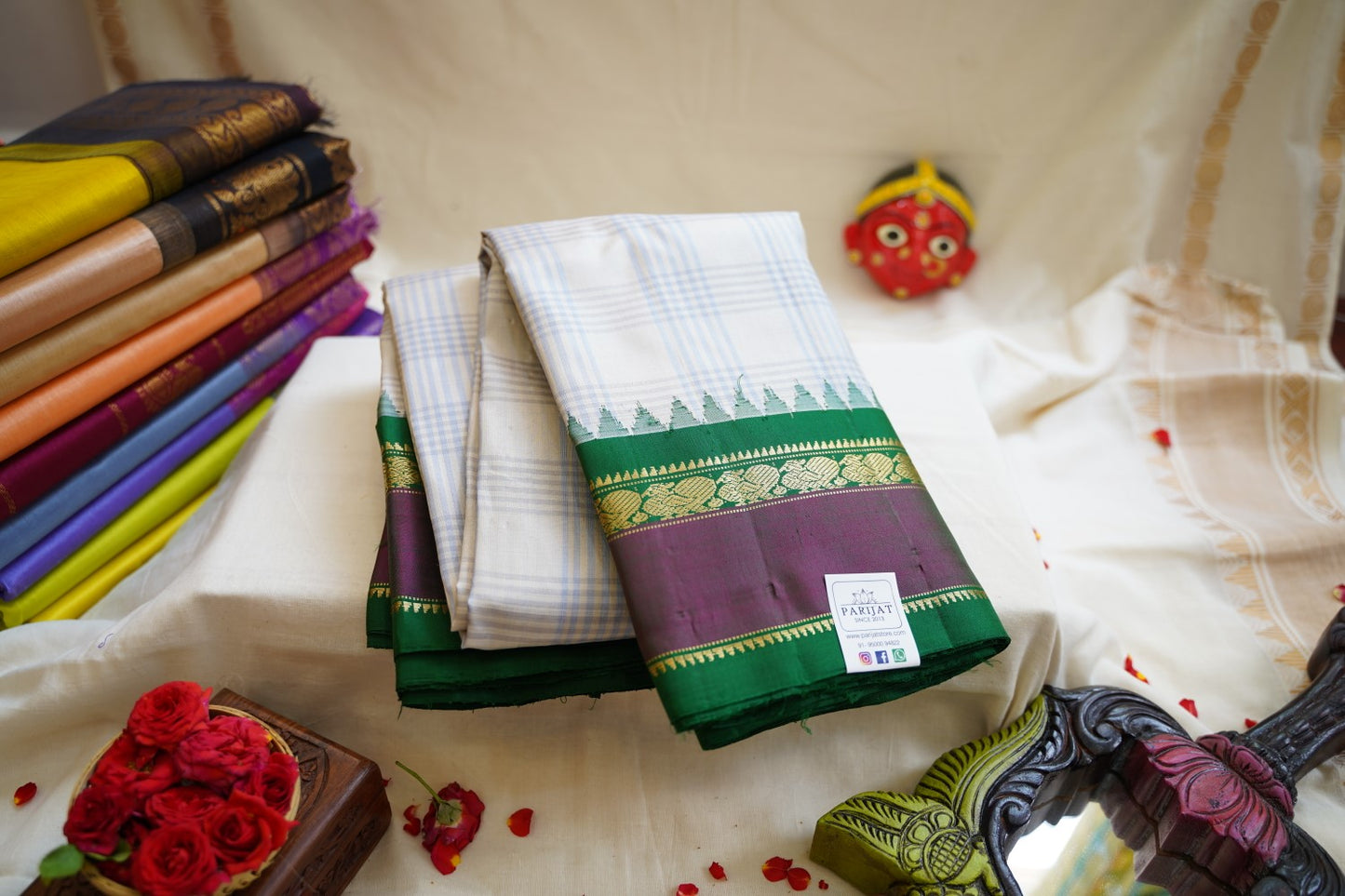 Gadwal Silk Saree With Zari Border  PC12310
