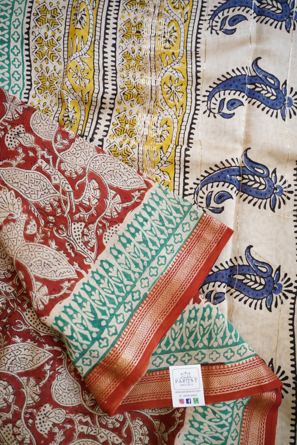 Block Printed Maheshwari Sico Saree PC12403