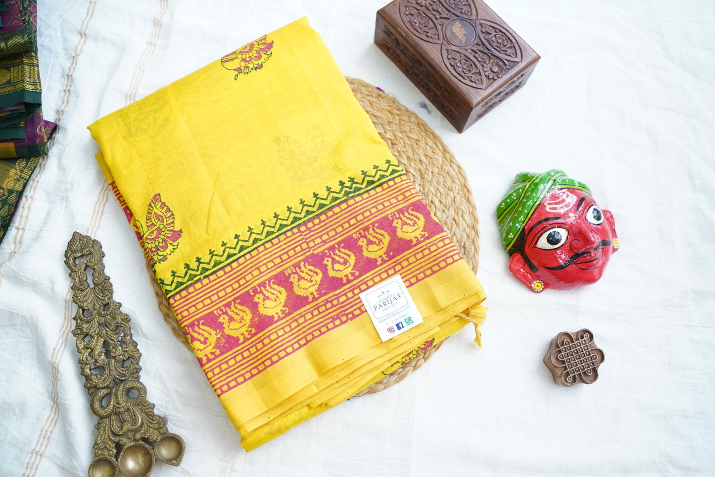 Block Printed Handloom Cotton Saree PC17535