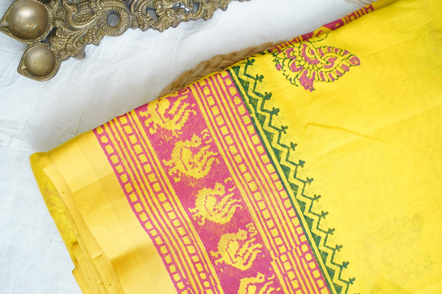 Block Printed Handloom Cotton Saree PC17535