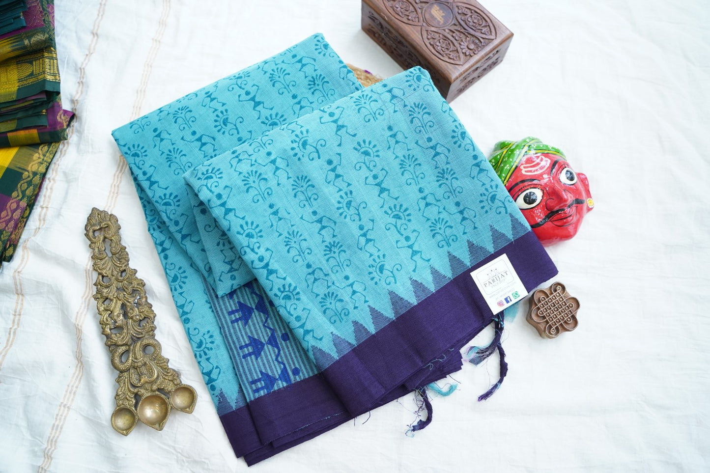 Block Printed Ponduru handloom Cotton Saree PC17532