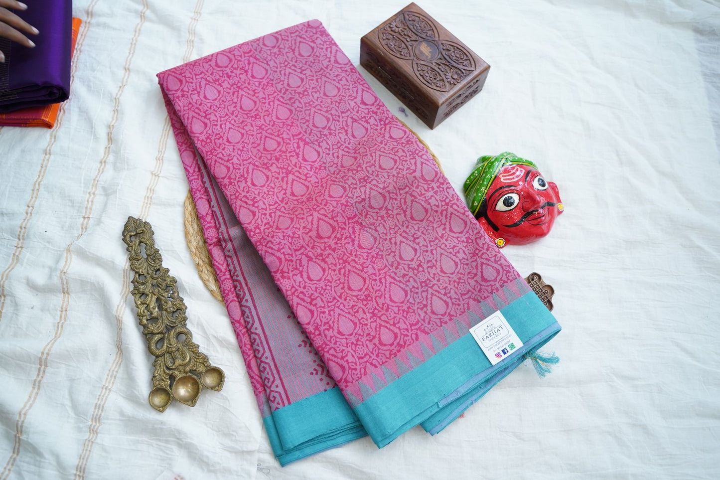 Block Printed Ponduru handloom Cotton Saree PC17534