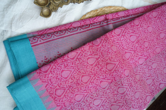 Block Printed Ponduru handloom Cotton Saree PC17534