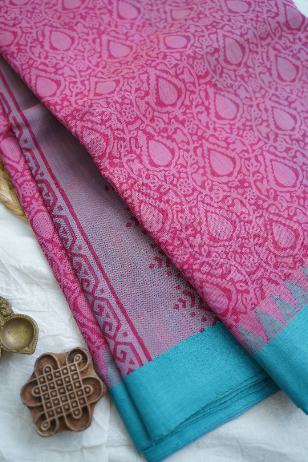 Block Printed Ponduru handloom Cotton Saree PC17534