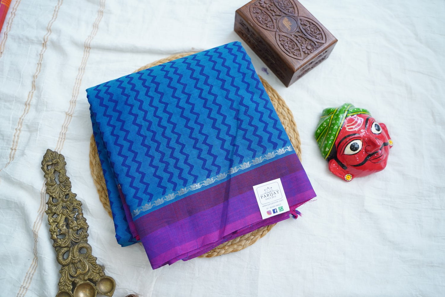 Block Printed Handloom Cotton Saree PC17536