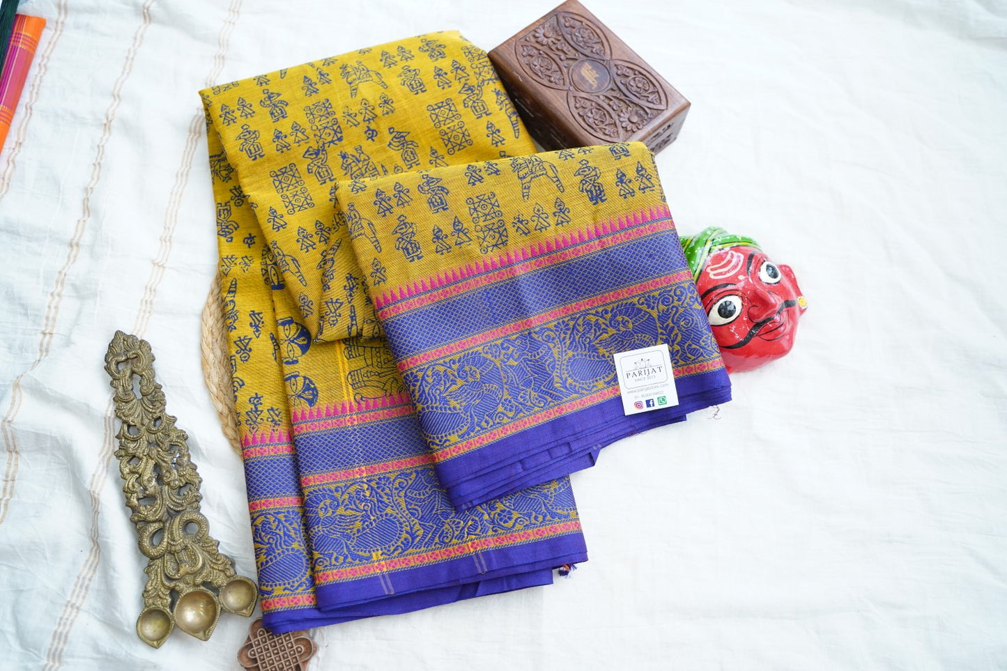 Block Printed Chettinad Cotton Saree PC17527